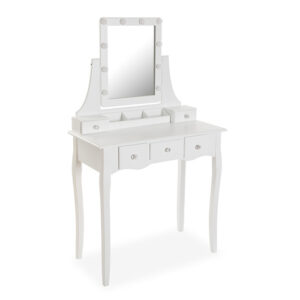 Tocador aglomerado (efecto madera)  y espejo blanco