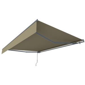 Toldo manual de 2,95 x 2,5 m de aluminio con lona gris topo.