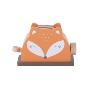 Tostadora de juguete con forma de zorro naranja, marrón y b…