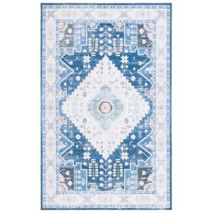 Tradicional azul marino/marfil alfombra 90 x 150