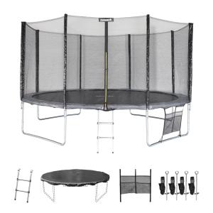 Trampolín con pack de accesorios de 430cm, gris