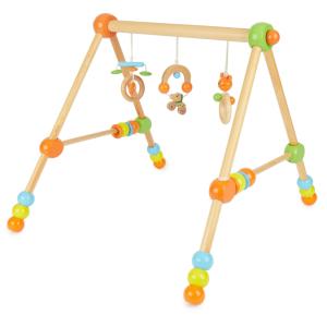 Trapecio de actividades de madera ajustable con animales