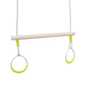 Trapecio de madera con anillas metálicas, verde
