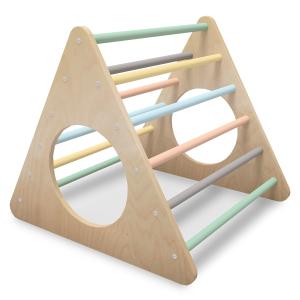 Triangulo de escalada para niños de madera natural marrón