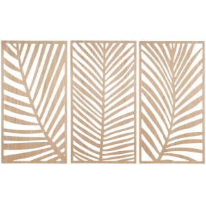Tríptico con diseño de hojas de madera 105 x 65
