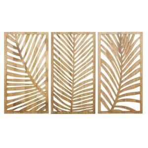 Tríptico con hojas de palmeras de madera de mango 144 x 90