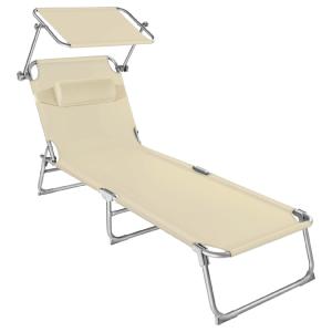 Tumbona ajustable en 4 posiciones con parasol y reposacabez…