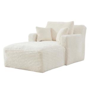 Tumbona/cama convertible de pana color crema