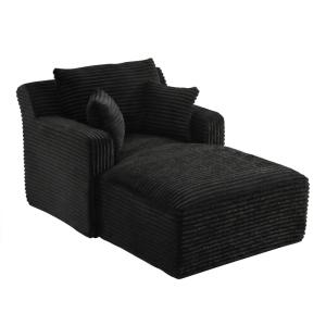 Tumbona/cama convertible de pana negra