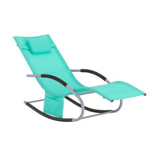 Tumbona con almohada y bolsillo lateral azul claro
