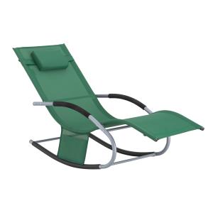 Tumbona con almohada y bolsillo lateral verde pino
