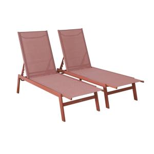 Tumbona de acero multi posiciones (lote de 2), terracotta
