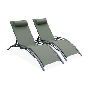 Tumbona de aluminio textileno, set de 2, gris