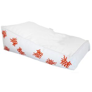 Tumbona de exterior flotante color blanco con bordados rojo…
