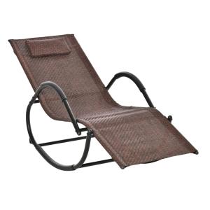 Tumbona mecedora de exterior 61x160x79 cm marrón
