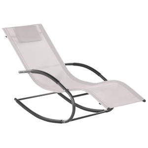 Tumbona mecedora metal beige