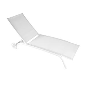 Tumbona multiposiciones de aluminio blanco con ruedas
