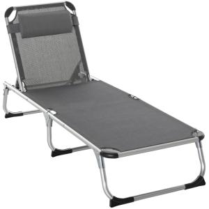 Tumbona plegable 165x60x76 cm gris