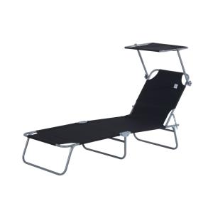 Tumbona plegable 187x58x50 cm negro