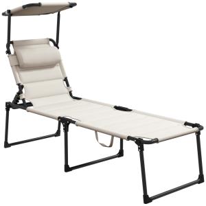 Tumbona plegable 70x200x45 cm crema