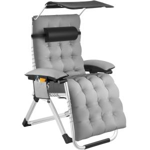 Tumbona plegable con techo solar ajustable y mesa auxiliar,…