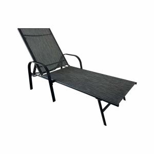 Tumbona plegable de acero y poliéster gris oscuro