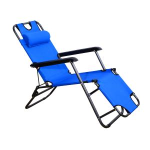 Tumbona plegable y reclinable color azul 118 x 60 x 80 cm