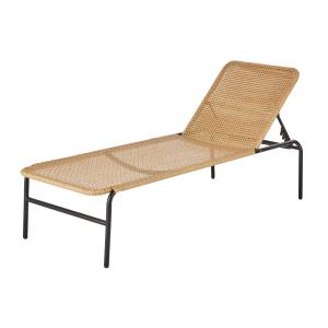 Tumbona profesional en acero negro y resina reciclada beige