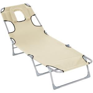 Tumbona reclinable 182x56x28 cm beige