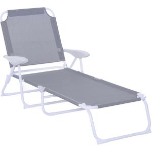 Tumbona reclinable 186x66x80 cm gris