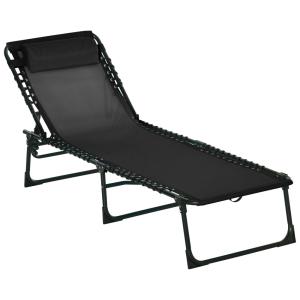 Tumbona reclinable 189x58x30 cm negro