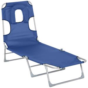 Tumbona reclinable azul 182 x 56 x 28 cm