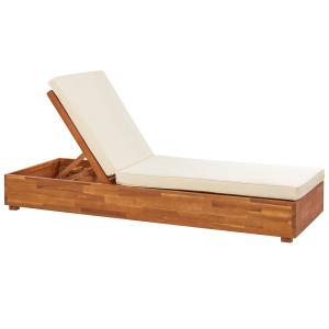 Tumbona reclinable de madera de acacia clara blanco