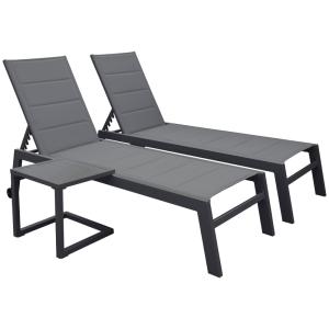 Tumbona y mesa auxiliar de textileno aluminio gris antracita