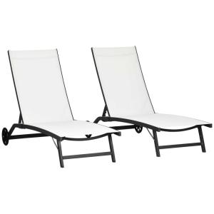 Tumbonas de jardín 165x66x102 cm crema
