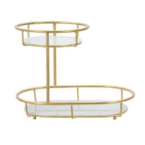 Vaciabolsillos de metal dorado con 2 estantes 36x22,5x27 cm