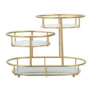 Vaciabolsillos de metal dorado con 3 estantes 36x22,5x27 cm