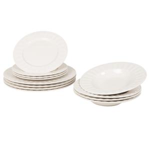 Vajilla de 12 piezas de porcelana blanca