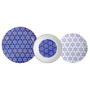 Vajilla de 18 piezas porcelena azul