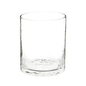 Vaso alto de vidrio transparente martillado