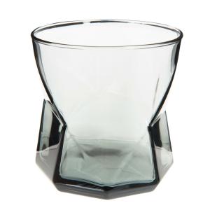 Vaso ancho de vidrio gris