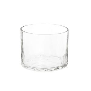 Vaso bajo de vidrio martillado transparente