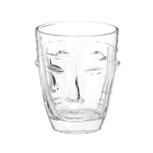 Vaso con cara de vidrio transparente