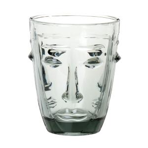 Vaso con rostro de vidrio tintado gris