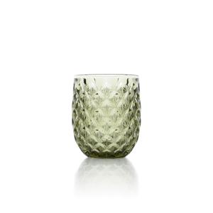 Vaso de agua de vidrio verde oliva 8.5x10 cm