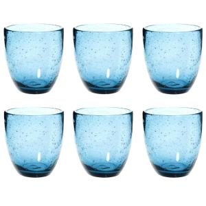 Vaso de cristal con burbujas azul