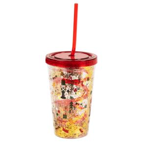 Vaso de plástico con purpurina multicolor 0,350L