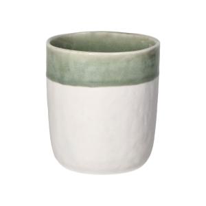 Vaso de porcelana blanca y verde pálido D8