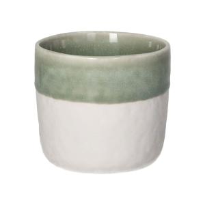 Vaso de porcelana blanca y verde pálido H6.5