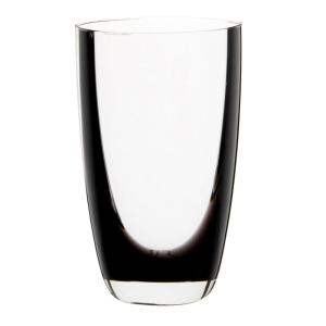 Vaso de vidrio con efecto pincelado negro